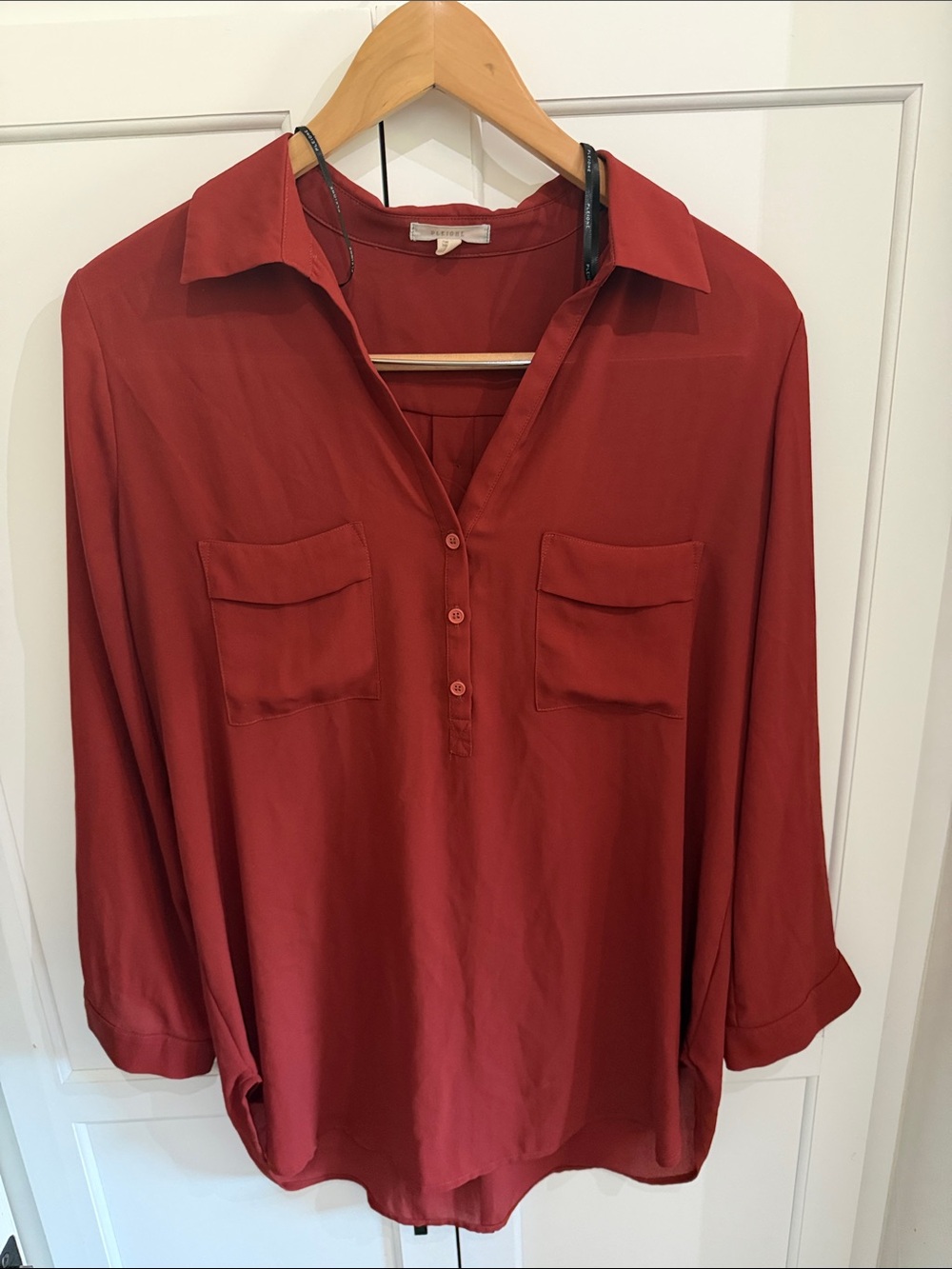 Pleione Women's Relaxed Button-Front Blouse
